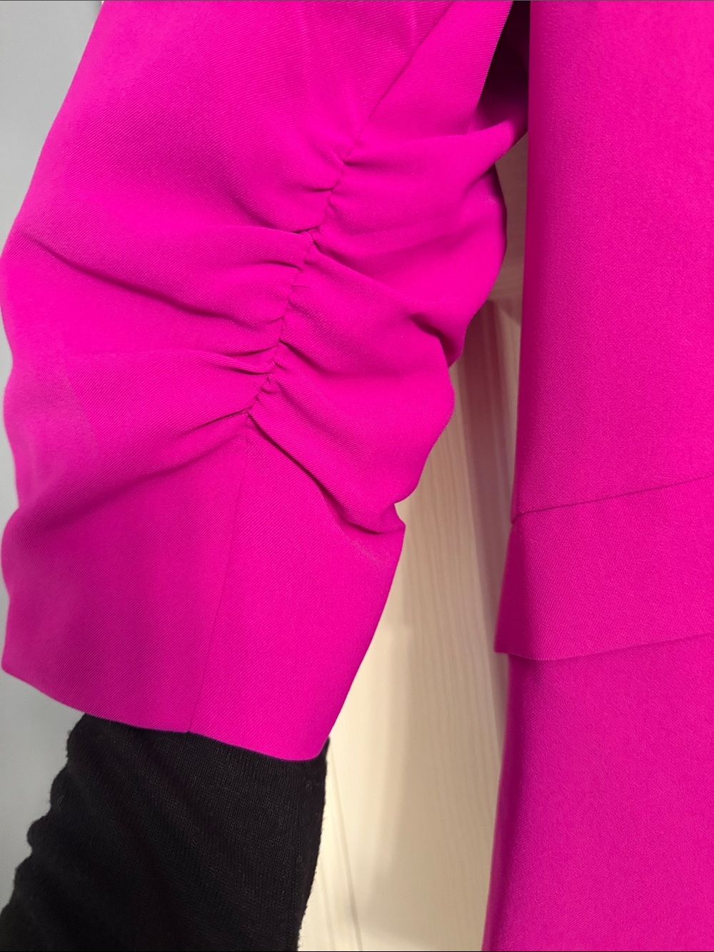 Skies Are Blue Fuchsia Open-Front Blazer with Floral Lining - Picture 3 of 6